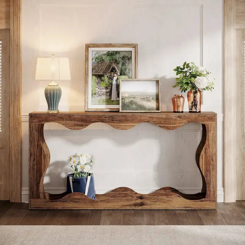 63-Inch Two-Tier Engineered Wood Console Table