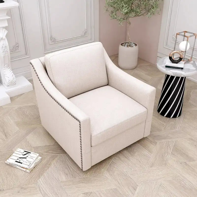 Upholstered 360-Degree Swivel Armchair