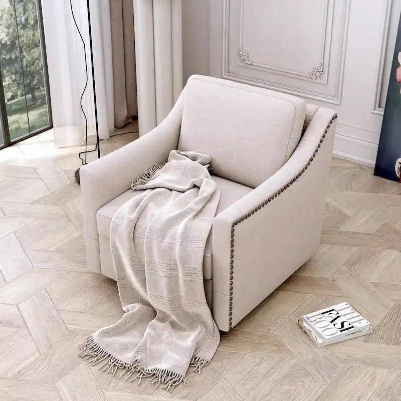 Upholstered 360-Degree Swivel Armchair