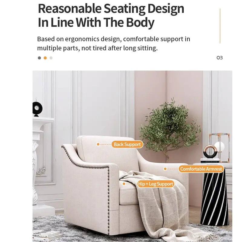 Upholstered 360-Degree Swivel Armchair