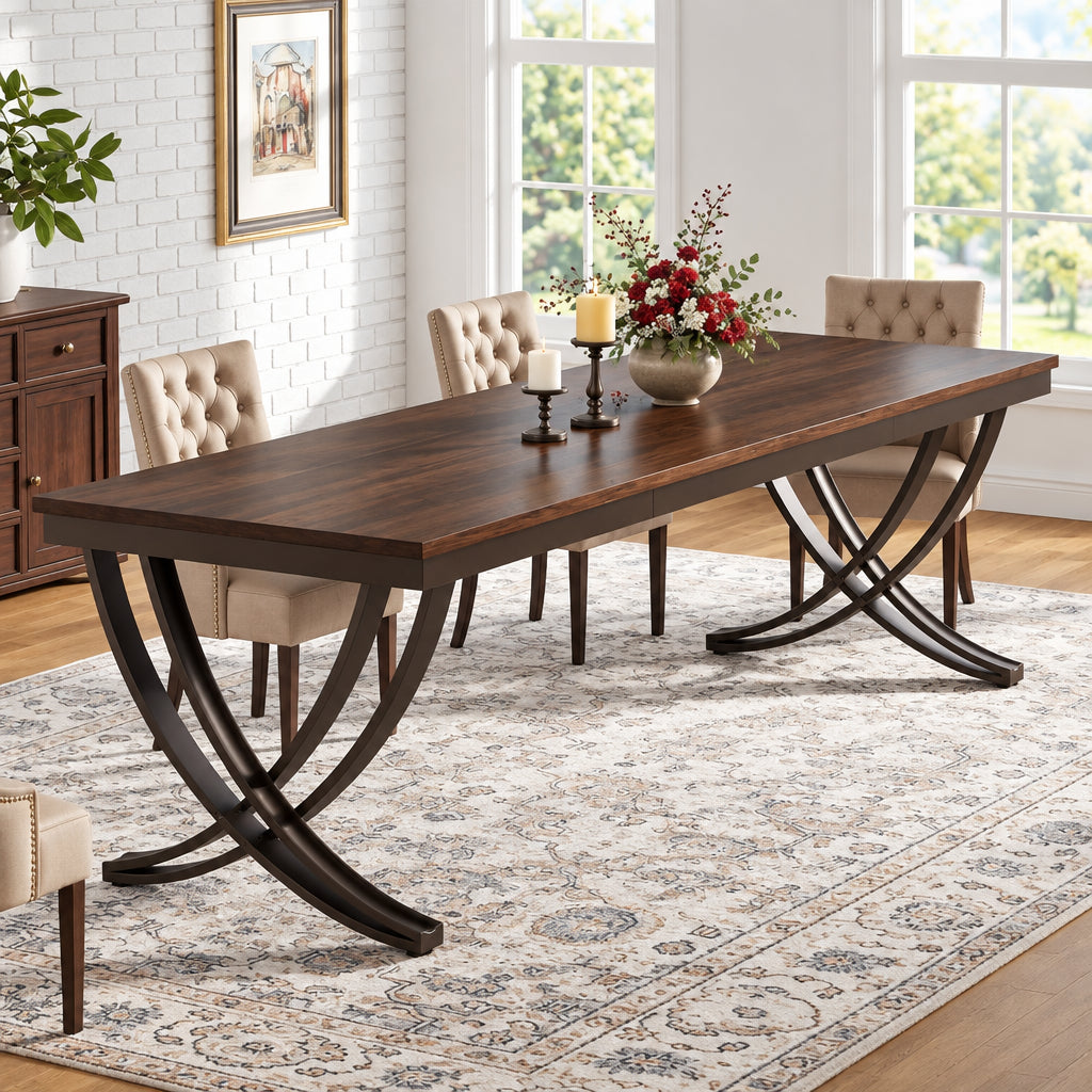 Rectangular Dining Table for 6-8 People, 78 inch Large Wood Kitchen Tables Farmhouse