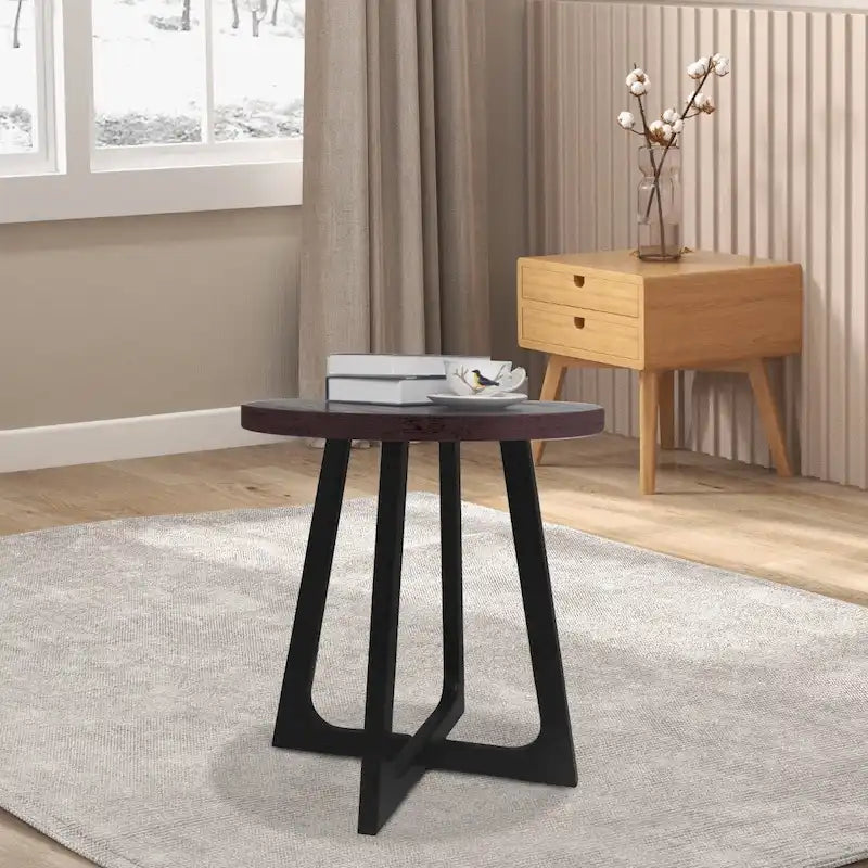 20-Inch Round Side Table with Crossed Legs