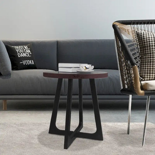 20-Inch Round Side Table with Crossed Legs