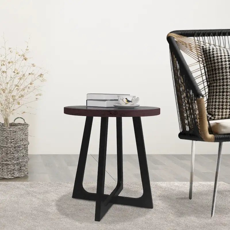 20-Inch Round Side Table with Crossed Legs
