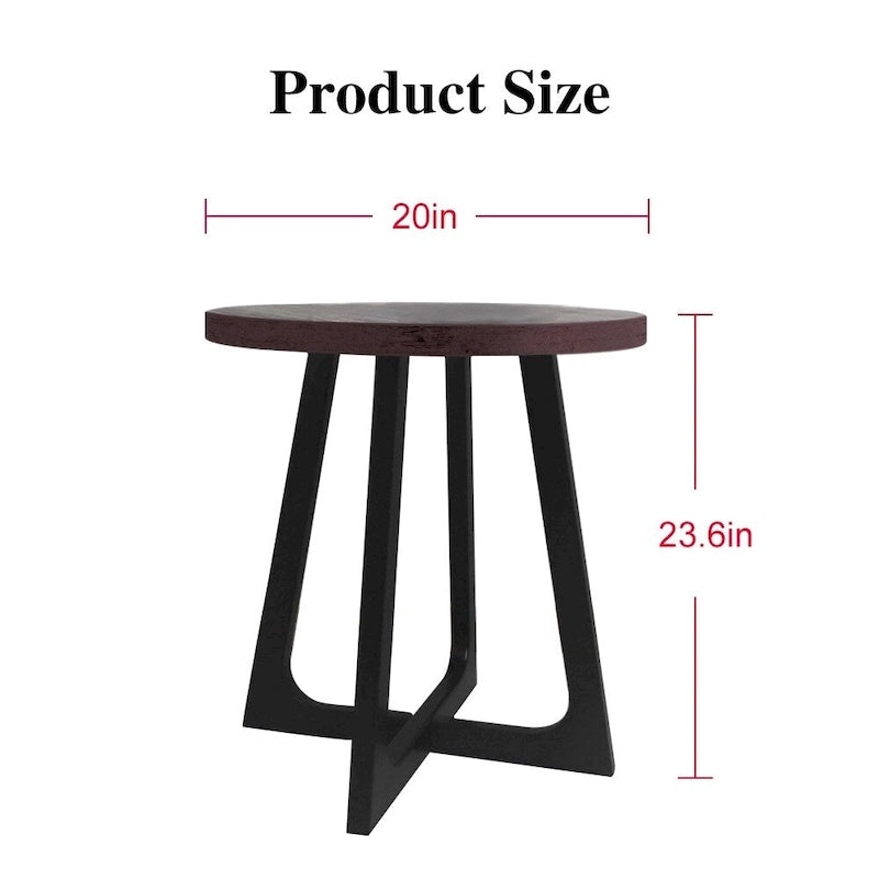20-Inch Round Side Table with Crossed Legs